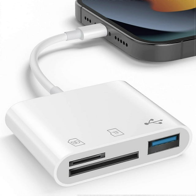 SD Card Reader for iPhone iPad, 3in1 USB C OTG Adapter Memory Card Reader Camera Card Reader for SD/Micro SD/SDHC/SDXC, 3in1 for iPhone