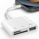 thumbnail image 1 of SD Card Reader for iPhone iPad, 3in1 USB C OTG Adapter Memory Card Reader Camera Card Reader for SD/Micro SD/SDHC/SDXC, 3in1 for iPhone, 1 of 5