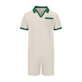 thumbnail image 4 of YLSDY Men Short Sets Outfits Casual Summer Men's Suit Europe and America Youth Shirt Short Sleeved Shorts Sports Beige 6, 4 of 8