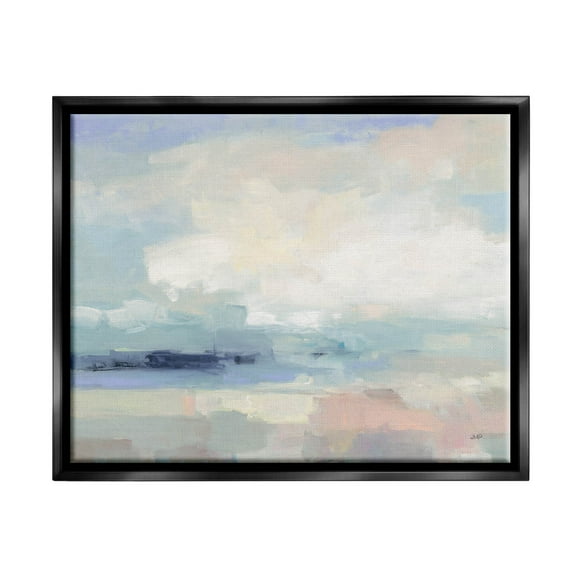 Stupell Industries Abstract Landscape Clouds Scene Painting Jet Black Floating Framed Canvas Print Wall Art, Design by Julia Purinton