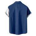 thumbnail image 7 of DeHolifer Men Shirt Short Sleeve Lapel Button Color Block Casual Shirt Loose Casual Fashion Blouse Tops Blue 4XL, 7 of 7