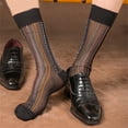 thumbnail image 3 of Huhudde Men's Middle Calf Dress Socks Thin Colorful Striped Design Formal Suit Sheer Silk Socks Hosiery for Business Setting, 3 of 11