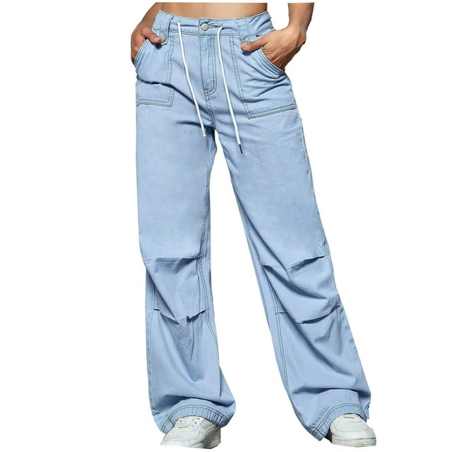 Soki Jeans Taille Haute pour Femmes, Pantalon en Denim Ample à Jambe Grand, Jeans Amples