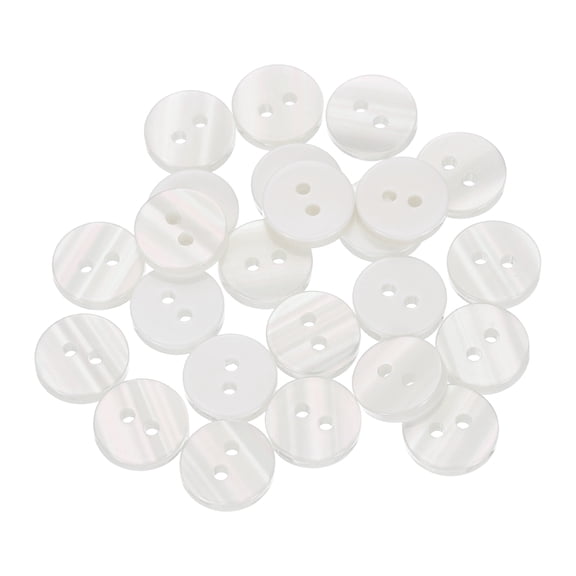 25Pack Natural Shell Button, 2 Hole 10mm Pearlescent Button for Shirt, White