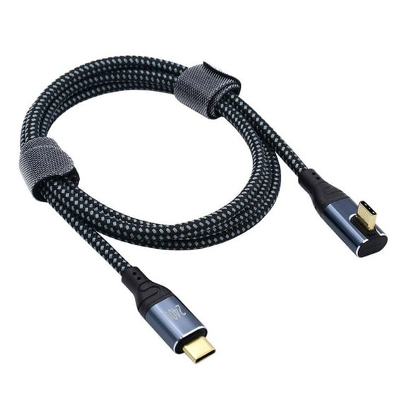 FVH 1.0M USB-C 240W Type-C Cable 480Mbps 48V 5A Low Profile Angled 90 Degree Compatible with USB2.0 100W Charging for Laptop Tablet Phone