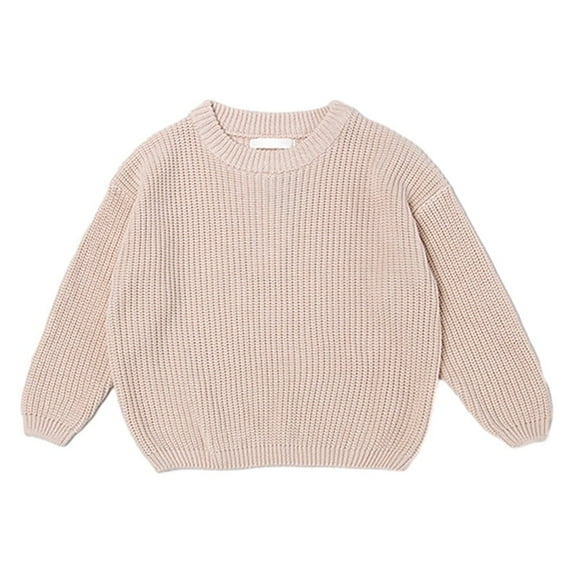 Baywell Baby Girls Sweater Infant Toddler Knitted Pullover Top Warm Solid Long Sleeve Clothes Beige 18M-7Y
