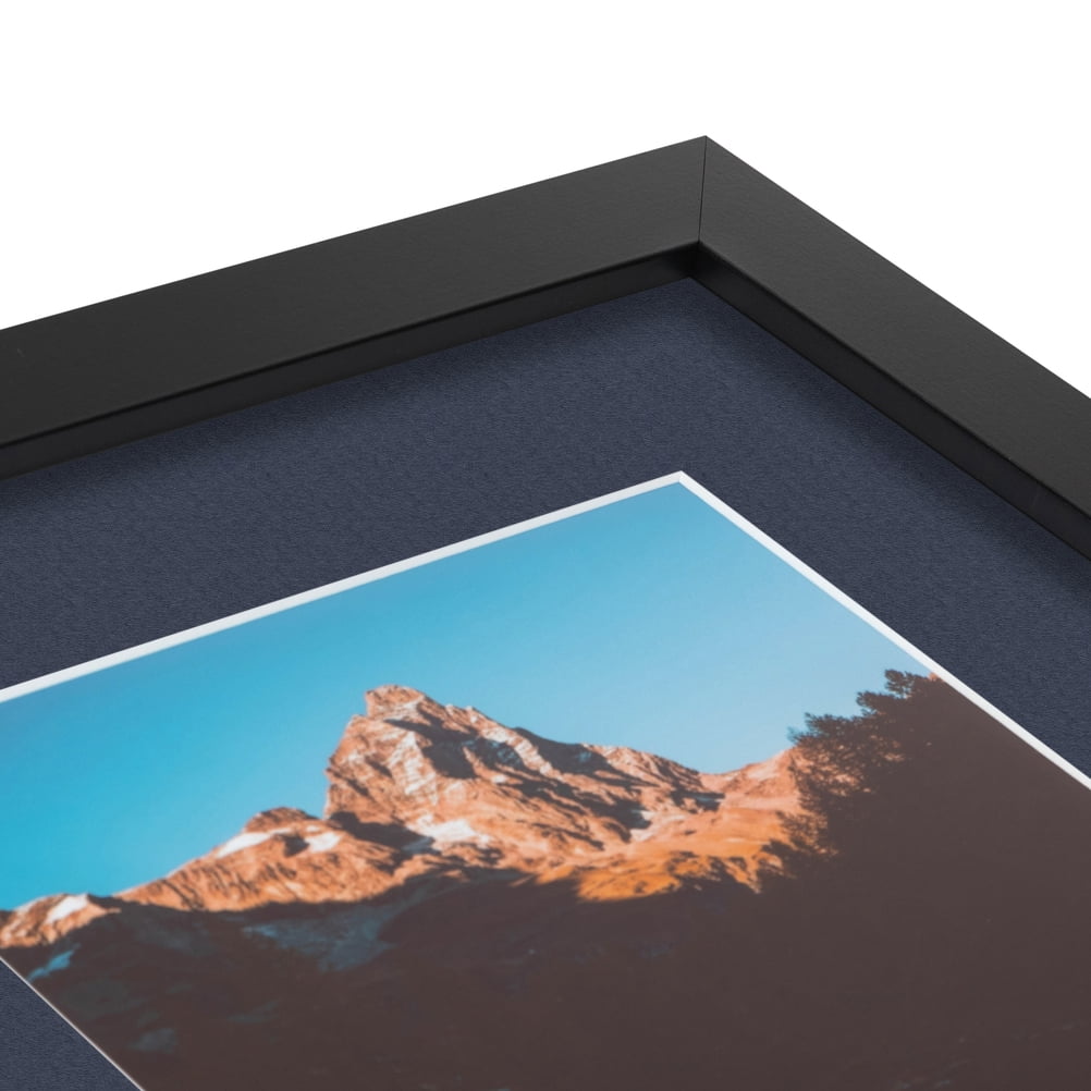 ArtToFrames 16x22" Matted Picture Frame with 12x18" Single Mat Photo Opening Framed in 1.25" Satin Black and 2" Blue Jay Mat (FWM-3926-16x22)