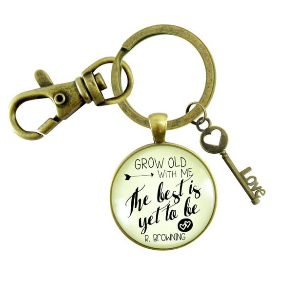Couples Jewelry Grow Old With Me Gutsy Goodness Bronze Keychain Best Yet To Be Men's Gift Style Key Chain