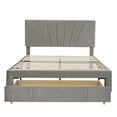 thumbnail image 6 of Gray Queen Size Velvet Upholstered Storage Platform Bed with a Big Drawer, 6 of 8