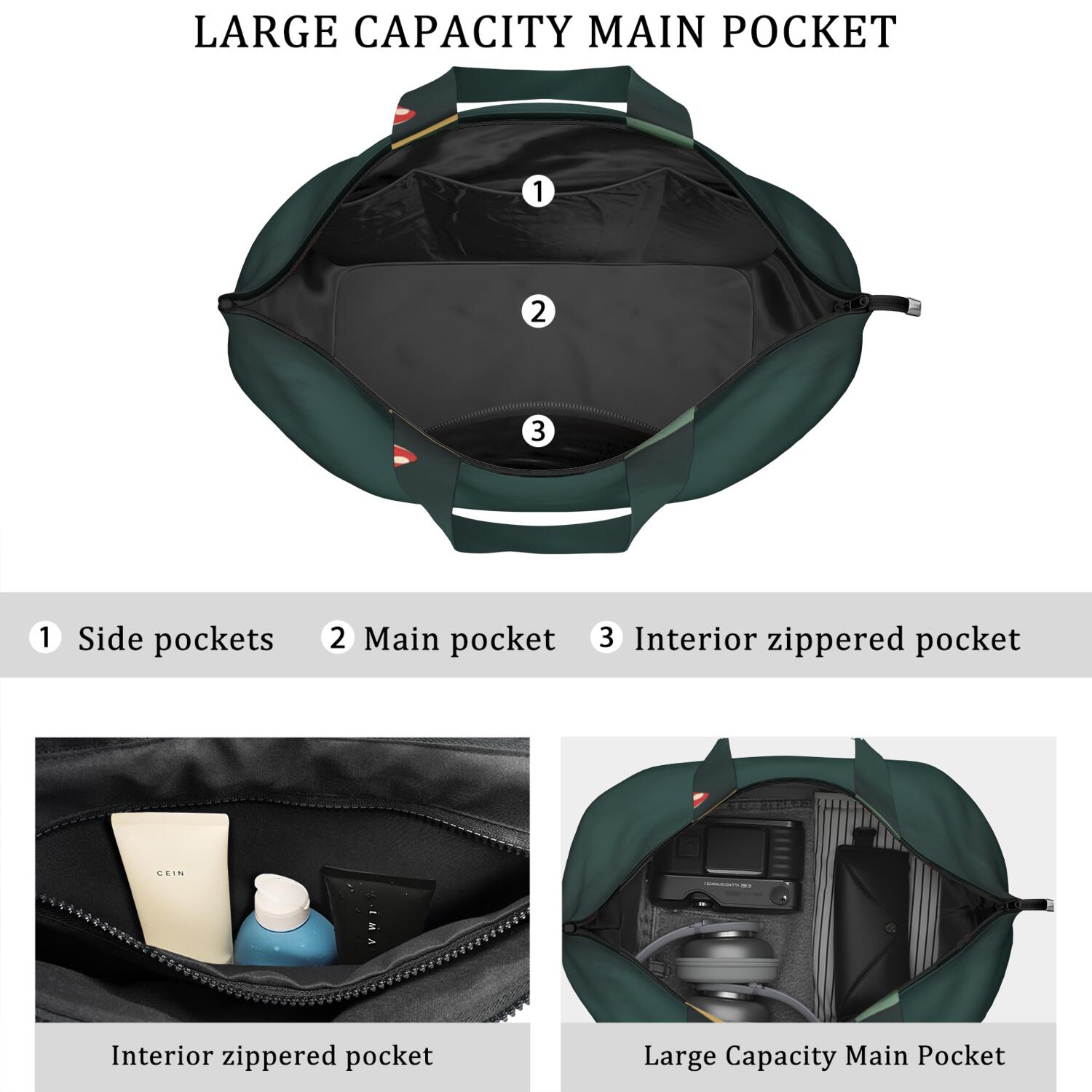 Sport Travel Duffle Bag Carry on Overnight Bag for Women,Mushroom Weekender Carry on Bag for Camping Hiking Short Trips Overnight Bag