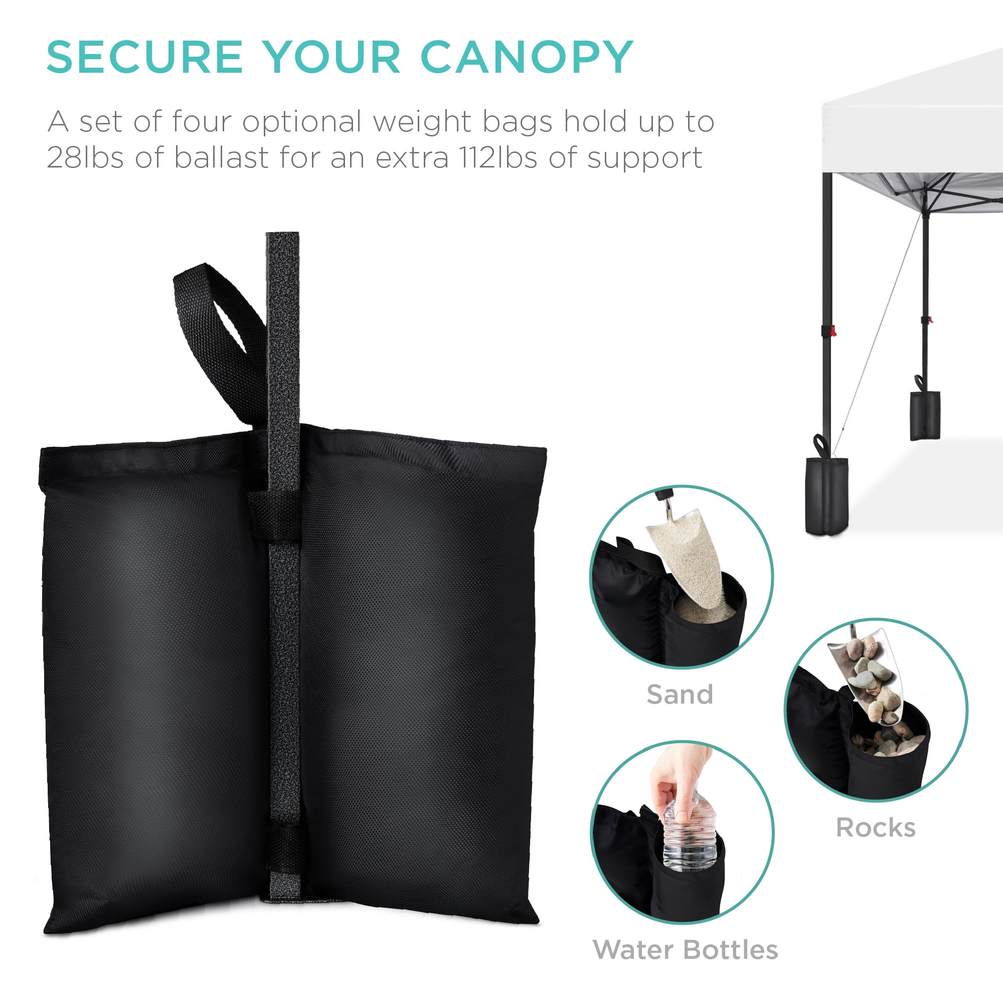 Best Choice Products 10x10ft Easy Setup Pop Up Canopy w/ 1-Button Setup, Wheeled Case, 4 Weight Bags - White