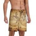 thumbnail image 2 of Bixox Men's Vintage Map Of The World printed lightweight casual shorts, soft sleep shorts with pockets., 2 of 7