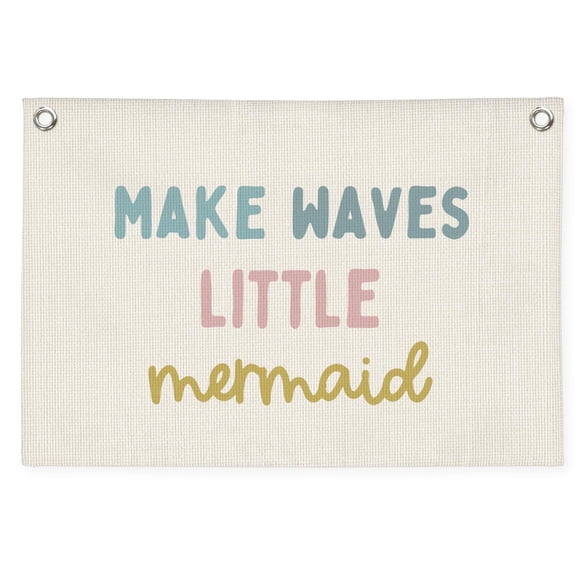 Lienzo con estampado MOFUYU Make Waves, Sirenita, 30 x 20 cm, para niños