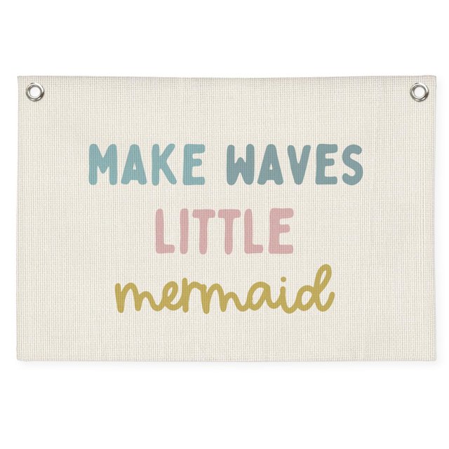 Lienzo con estampado MOFUYU Make Waves, Sirenita, 30 x 20 cm, para niños