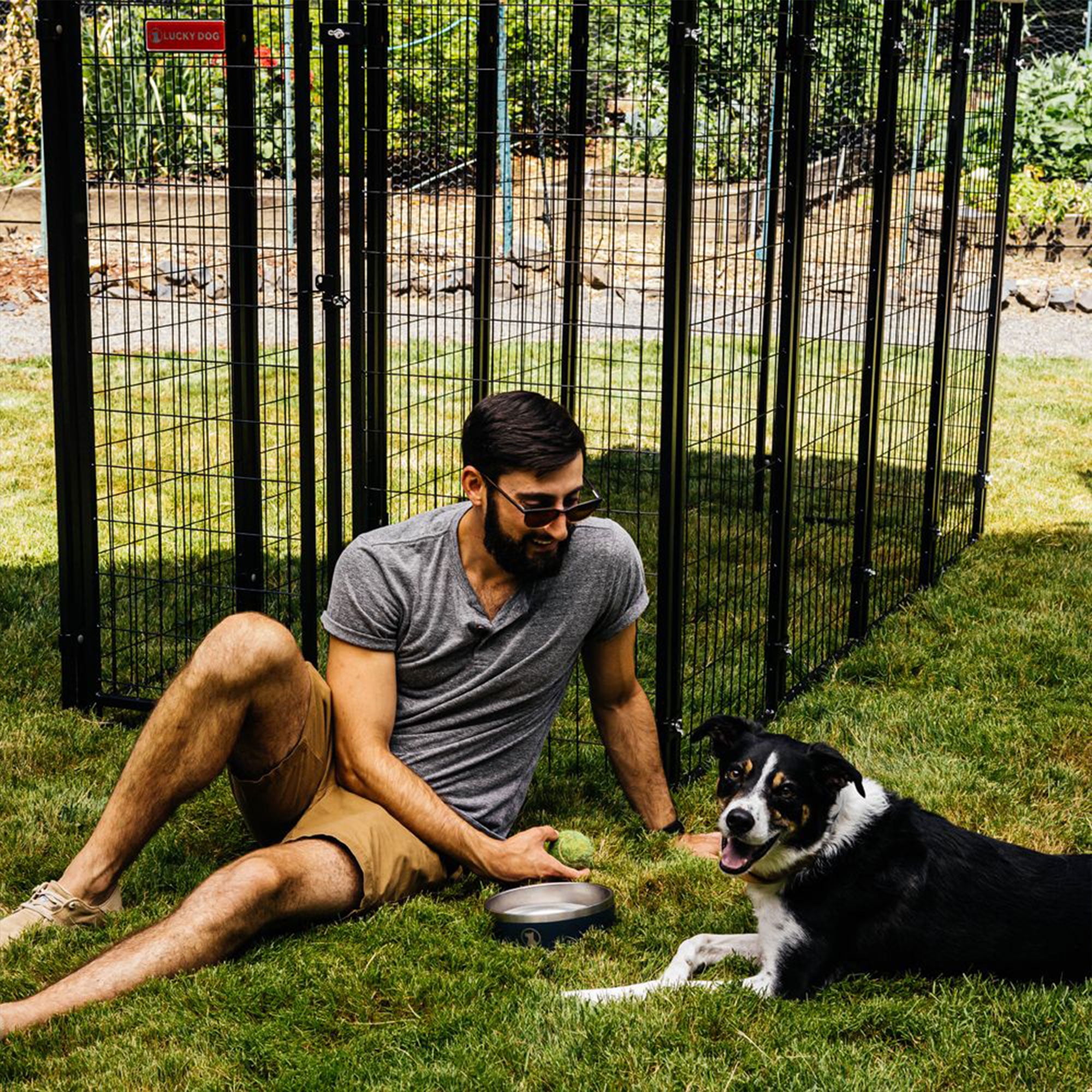 Lucky Dog STAY Series 4 x 8 x 6 Foot Roofed Steel Frame Villa Dog Kennel