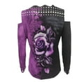 thumbnail image 5 of LEAVINGSUO Fall Winter V Neck Long Tops for Women, Womens Tops Clearance Women's Sexy Floral Printed Tunic Tops Shoulder Long Sleeve Blouse Tees, 5 of 6