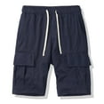 thumbnail image 2 of Wyobmus Mens Cargo Shorts Casual Knee Length Shorts Loose Fit Hiking Shorts Multi Pockets Running Joggers Outdoor Shorts S-4X B-Dark Blue, 2 of 3