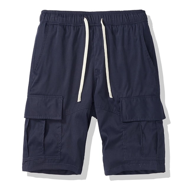 pstuiky Hombres bajos, Pantalones cortos cargo casuales de moda para hombre, con bolsillos y botones, cintura elástica Pantalones cortos de golf