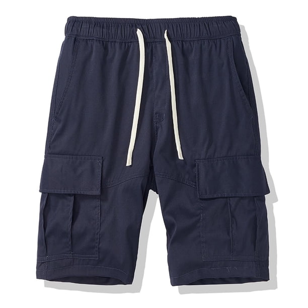 pstuiky Pantalones cortos para hombre, Pantalones cortos cargo casuales de moda para hombre, con bolsillos y botones, cintura elástica Pantalones cortos cargo