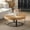 Black(31.5"), variant on 31.5 "Modern Circular Coffee Table with Handmade Wooden Radial Pattern, Cedar Tabletop, Gold Cross Legged Base