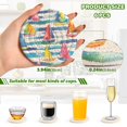 thumbnail image 2 of Yayeee 6 PCS Drink Coasters with Holder Set Woven Absorbent Round Tabletop Hot Pad, Yellow Hand Drawn Sailboats, 2 of 7