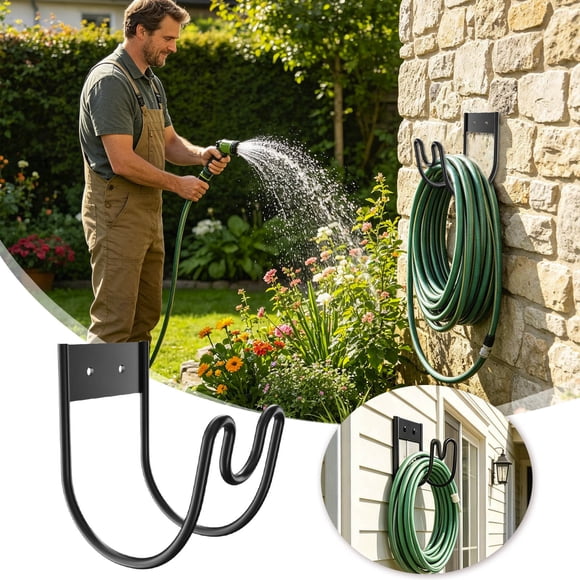 Outdor Garden Hose Holder Water Hose Hanger With Fittings Outdoor Mounted Garden Hosepipe Hook Metal Hosepipe Bracket Wall Mount Holder For Garden