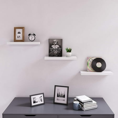 Floating Wall Shelf 15 Inches White, White Lacquer Floating Shelves