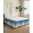 thumbnail image 2 of Wave Effect Modern Art Bed Skirt Queen Size 16" Drop Abstract Blue Beach Ruffled Wrap Around Bed Skirts Adjustable Elastic Bedskirt Dust Ruffle for Queen Size Bed, 2 of 7