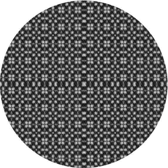 Ahgly Company Indoor Round Patterned Charcoal Black Area Rugs, 6' Round