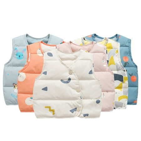 

Esaierr 3M-4Y Toddler Baby Down Puffer Vest for Boys Girls Printed Warm Down Waistcoats Newborn Winter Puffer Sleeveless Jacket
