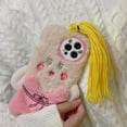 thumbnail image 4 of Cute Cartoon Plush Phone Case Compatible with iPhone 15 Pro Max, Funny 3D Furry Winter Warm Plush Spoof Yellow Braids Face Shockproof Phone Cover for Girls Women, 4 of 12