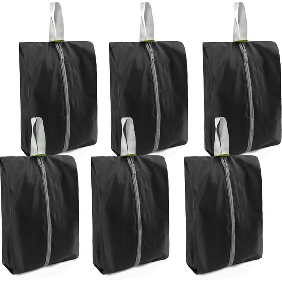 Black Shoe Organizer Set - 6 Pack Shoe Bags For Travel with Zipper Closure and Handle