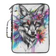 thumbnail image 2 of Haosy Accordion File Organizer Zipper Binder 500 Sheet 6-Tab Expanding File Folder Multi-Pocket 1.2 Inch 3 Ring Fox Head with Flower, 2 of 7