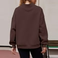 thumbnail image 3 of Women's Oversized Sweatshirts Spring Fall Trendy Casual Loose Turtleneck Solid Color Split Long Sleeve Loose Hoodless Sweatshirt Pullover Top Brick Red-L, 3 of 4