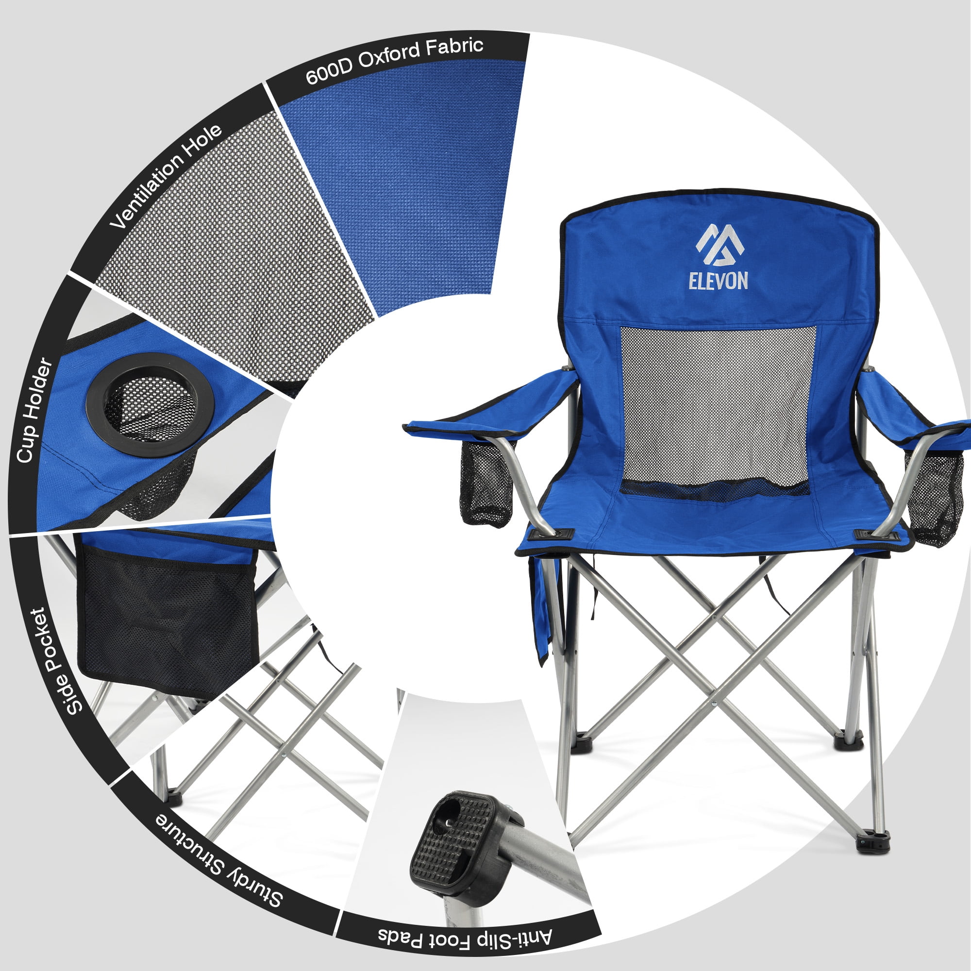 BalanceFrom Folding Camp Chair，Portable Outdoor Chair，with Cup Holder & Carrying Bag，for Camping, Beach, Fishing, and Sports Events