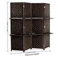 thumbnail image 2 of 4 Panel Room Divider, 5.9 FT Tall&Extra Wide Weave Fiber Room Divider with Shelves, Folding Wall Dividers with Double Hinged for Room,Freestanding Room Separator, Coffee, 2 of 9