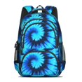 thumbnail image 2 of Blue and Black Tie Dye Pattern Backpack for School, Cute School Bag with Adjustable Shoulder Straps and Padded Back, 16.9"x12.6"x5.9", 2 of 5