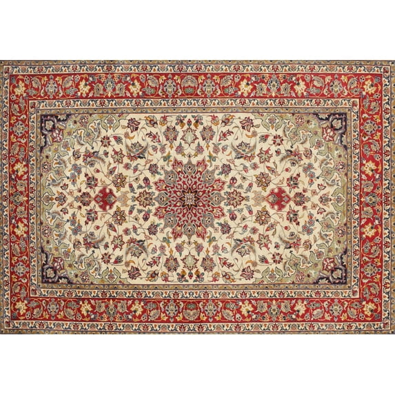 Ahgly Company Machine Washable Indoor Rectangle Traditional Fire Brick Red Area Rugs, 7' x 10'
