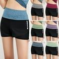 thumbnail image 4 of Women Running Shorts 2-in-1 Wide Waistband Letters Coverage Layer Compression, 4 of 8