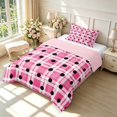 thumbnail image 2 of Manfei Modern Checkered Twin Comforter Sets,Minimalist Polka Dot Bedding Set,Pink White,Pink Reversible,2pcs,1 Comforter and 1 Pillowcase,2pcs,1 Comforter and 1 Pillowcase, 2 of 7