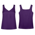 thumbnail image 4 of Alun Summer Satin Tank Tops for Women Lightweight Breathable V-Neck Sleeveless Wide Shoulder Strap Camisole Loose Comfortable Casual Wear 2-Dark Purple XL, 4 of 4