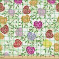 thumbnail image 2 of Floral Upholstery Fabric by the Yard, Colorful Graphic Art of Heart Shaped Rose Petals in Garden with Green Foliage Leaves, Decorative Fabric for DIY and Home Accents, Multicolor by Ambesonne, 2 of 5