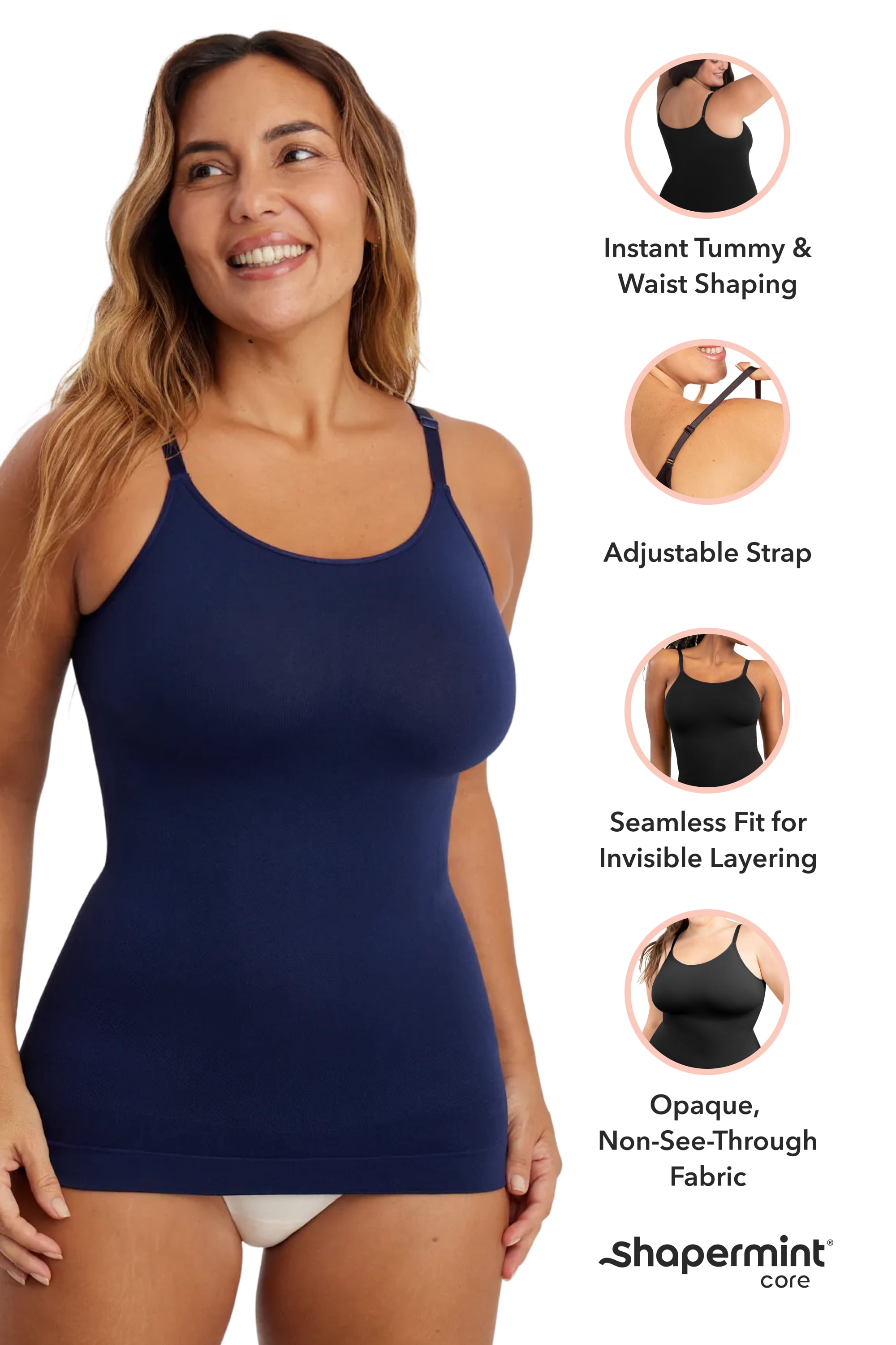 Shapermint Core Shapewear Cami for Women - Waist Shaping Tank, Seamless Light Support, Sizes S–4XL