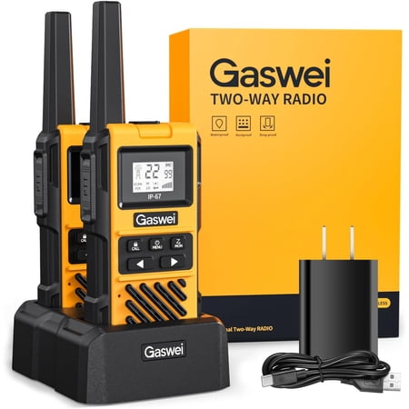 Gaswei G1pro Heavy Duty Walkie Talkies for Adults, Rechargeable Two Way Radios Long Range, 2 watt Emergency Radio, IP67 Waterproof, VOX，Rechargeable, Portable, FRS, Durable, USB Type-c (2 pack)
