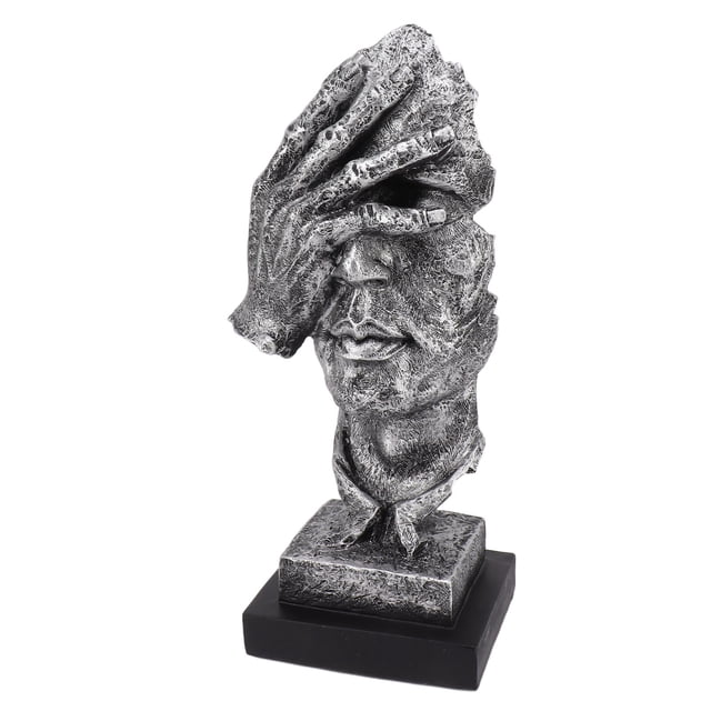 Decoración Arte Cara Estatua Resina Retro Plata Indecolorable Abstraído Antideslizante Escritorio Creativo Objetos Decorativos para Sala Estantería
