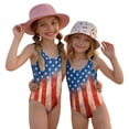 thumbnail image 2 of Swimsuit for Child Girls Size 6-7 One Piece Swimsuit Summer 1776 American Flag Stars Striped Bikini Sets Swim Sleeveless Beach Vacation Happy Festival Bathing Suit Royal Blue 9-10 Years, 2 of 6