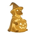 thumbnail image 2 of Halloween Dog Figurine with Pumpkin, Unpainted Ceramic Statue, Witch Costume Decor for DIY Crafts, Home, Party, Table Centerpiece, Unique Holiday Gift, Indoor Outdoor Decoration, 8 Inch White, 2 of 5