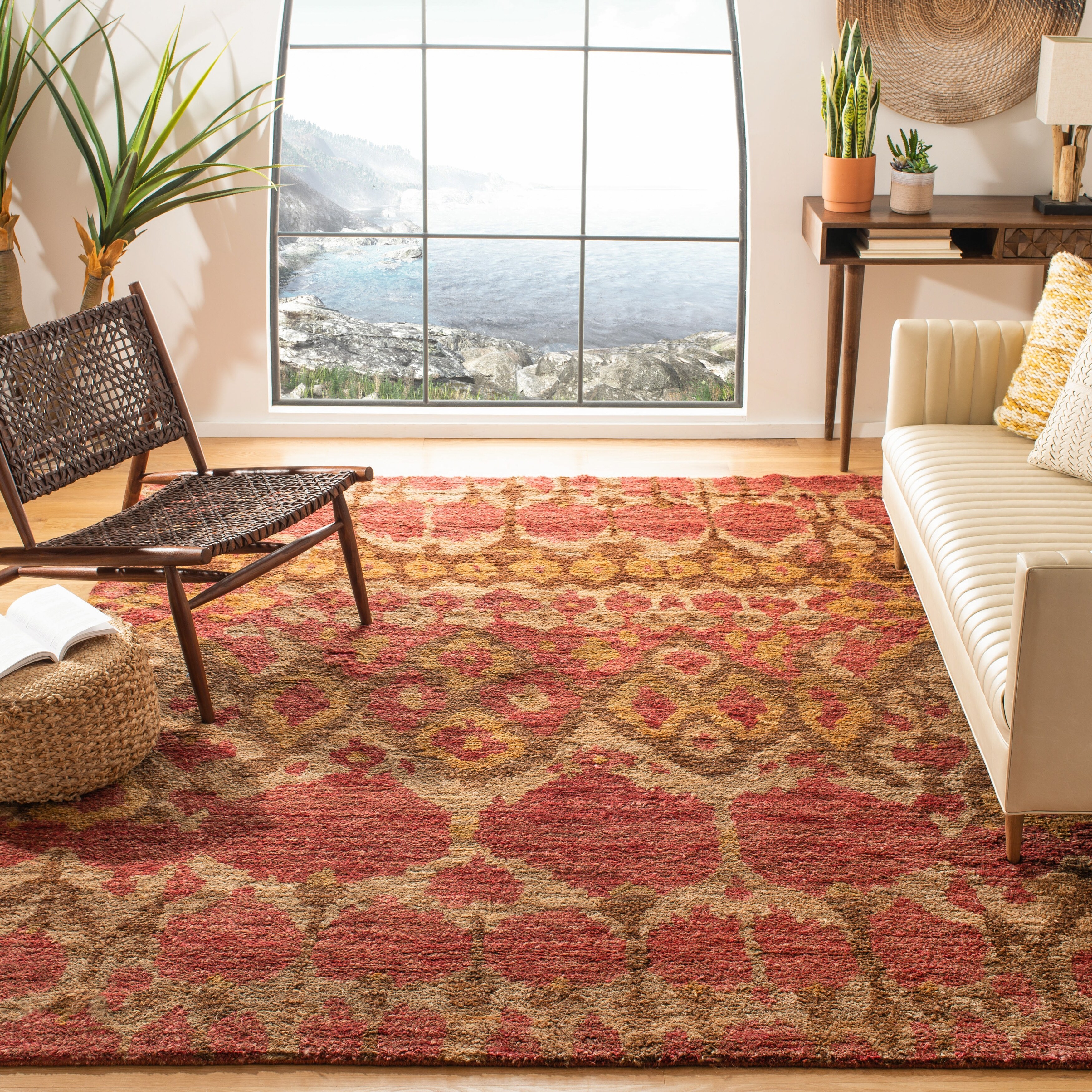 SAFAVIEH Bohemian Lucas Geometric Area Rug, Natural/Gold, 5' x 8'