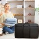 thumbnail image 2 of Bolsa de almacenamiento grande de tela reforzada | Organizador impermeable de alta resistencia para ropa, edredones, ropa de cama | Cremalleras resistentes Ventana de PVC transparente | Negro/Gris, 2 of 9