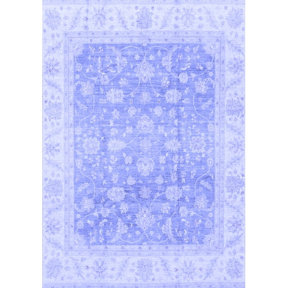 Ahgly Company Machine Washable Indoor Rectangle Oriental Blue Traditional Area Rugs, 5' x 8'